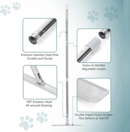 1Pc Reusable Pet Hair Removal Broom with Handle - Excellent Carpet Rake for Efficient Pet Hair Remover