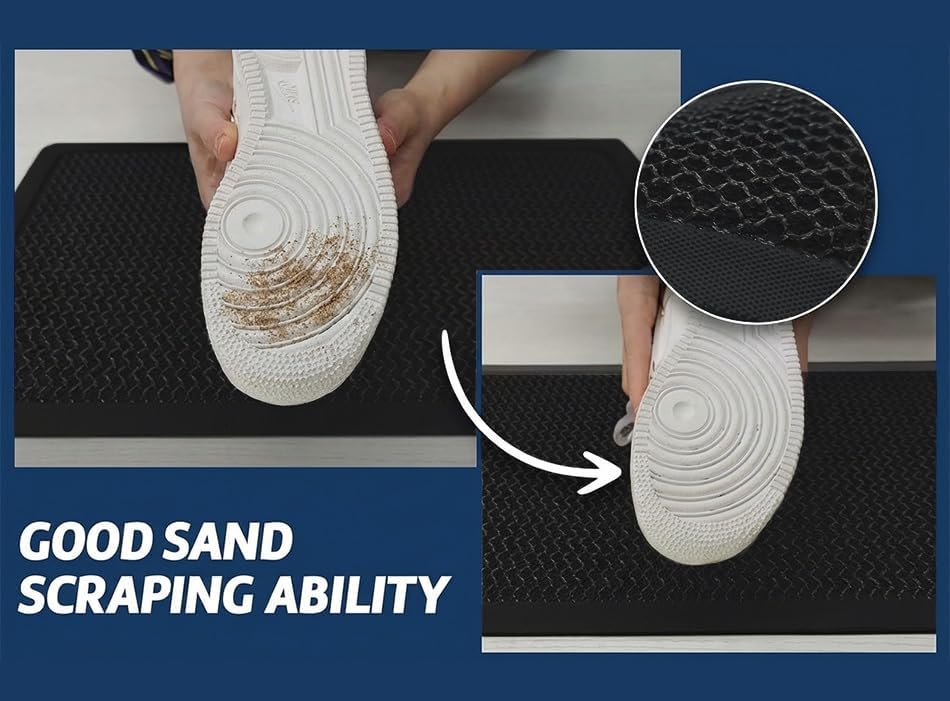 Muddy Mat® Meshy Mat™ Door Mat Heavy-Duty Quick-Dry Floor Mat, Sand & Dirt Trapper for Indoor & Outdoor, Ideal for Entrance, Mudrooms,Patios & Garages,Low-Profile,Non-Slip,Washable– Black 17"x30"x0.4"