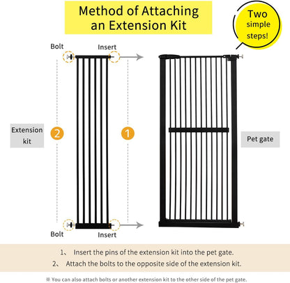Lumizone Extra Tall Cat Gate 61.02" High Pressure Mounted Extra Wide 30.12"-34.05" (17Sizes) 1.37" Gap No Drilling Auto-Close Tall Pet Gate for Dogs (Black, 30.12"-34.05" W)