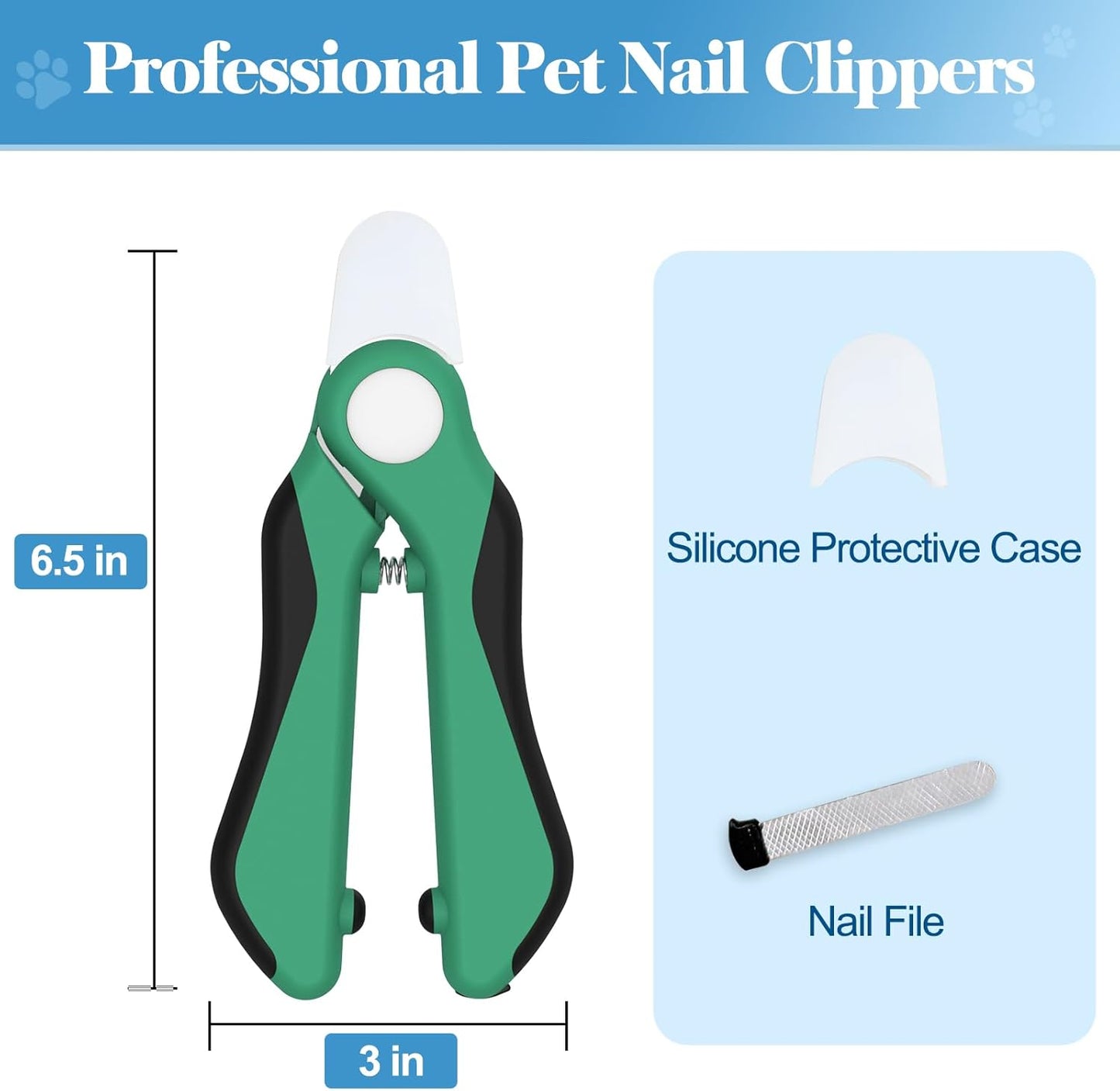 Swihauk Heavy Duty Dog Nail Clippers and Trimmers, Professional Pet Nail Clippers with Nail File for Dogs Cats Small Animal, Claw Clippers with Safety Guard to Prevent Over-Cutting, Blue