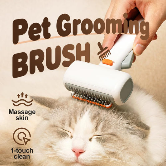 1 Pieces 2-in-1 Pet Self-Detangling & Grooming Comb, 2026 Upgraded Pet Dematting Comb, Pets Grooming Brush for Dog, Cat, Removes Mats, Tangles, Loose Fur (1, White)
