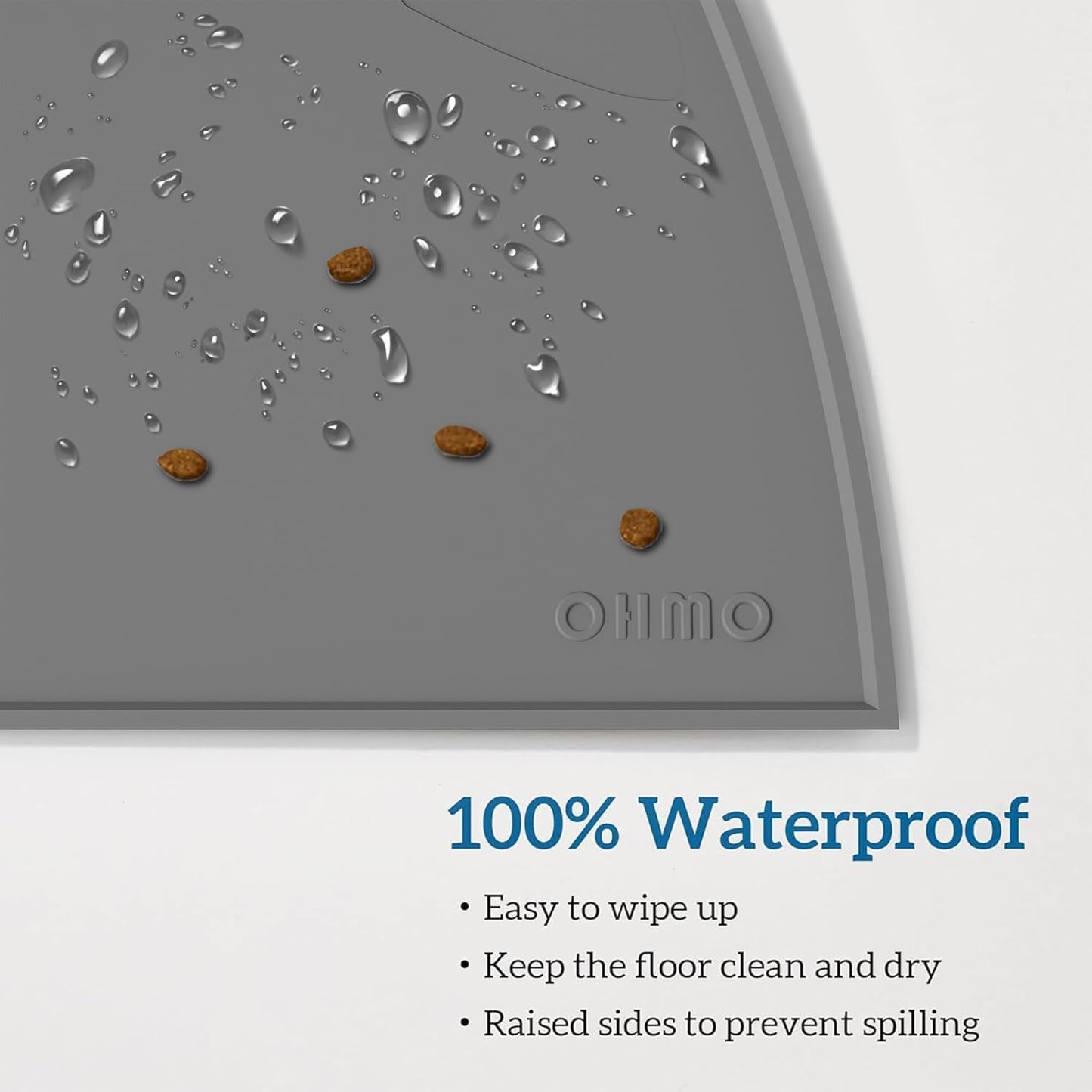 OHMO - Cat Food Mat, Silicone Pet Feeding Mat for Floor Non-Skid Waterproof Dog Water Bowl Tray, Easy to Clean Pet Placemat (Erythrinus, 18 * 9.8'')
