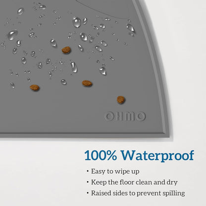 OHMO - Cat Food Mat, Silicone Pet Feeding Mat for Floor Non-Skid Waterproof Dog Water Bowl Tray, Easy to Clean Pet Placemat (Erythrinus, 18 * 9.8'')