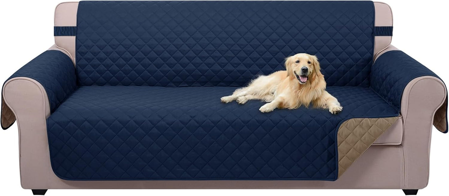 U-NICE HOME Reversible Sofa Cover Washable Couch Cover for Dogs Friendly with Elastic Straps Water Repellent Furniture Protector for 3 Cushion Couch (Sofa, Coffee/Beige) - Colors B