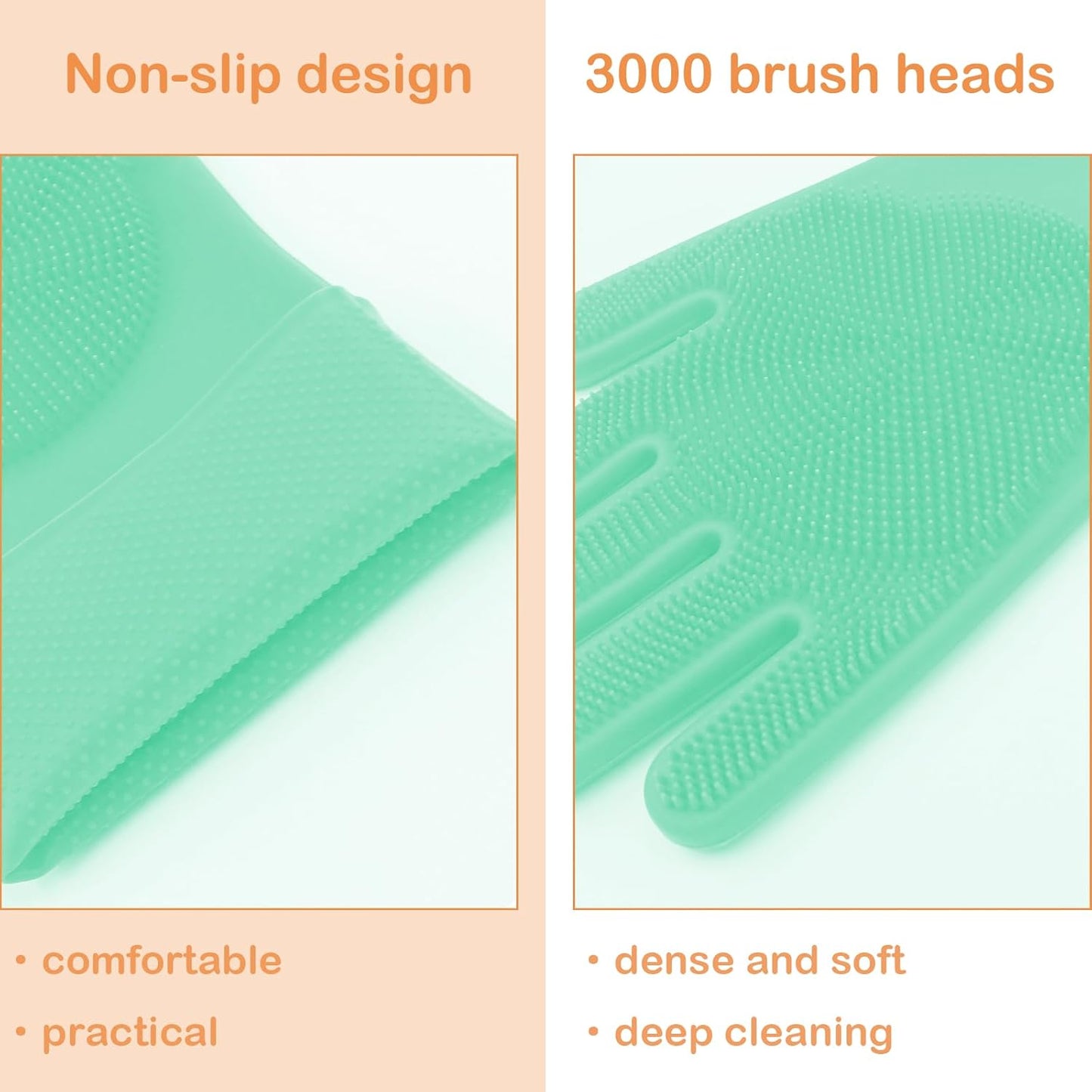 Pet Grooming Gloves, Dog Washing Gloves with High-Density Teeth, Heat Resistant Silicone Dog Bath Scrubber with Enhanced Five Finger Design, Bathing and Massaging for Dogs and Cats