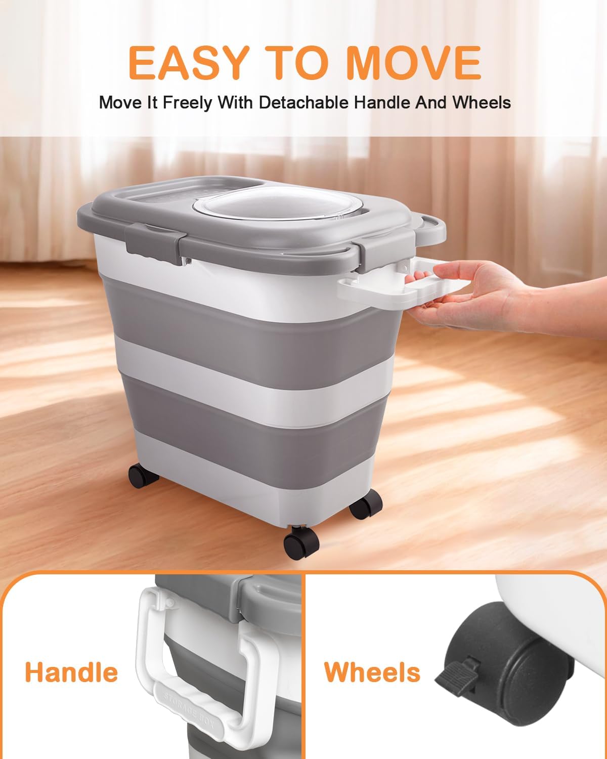 10-13 Lbs Dog Food Stroage Container, Collapsible Dog Food Containers with Airtight Lid, Pet Food Scoop, Pet Food Storage Container Dry Food for Dog, Cat and Other Pets