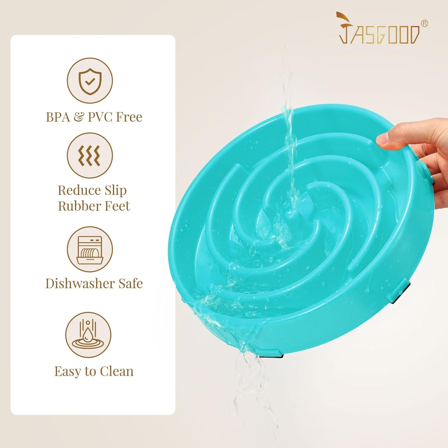 JASGOOD Slow Feeder Dogs Bowl for Large Medium Dogs,Anti-Gulping Pet Slower Food Feeding Bowls Stop Bloat,Preventing Choking