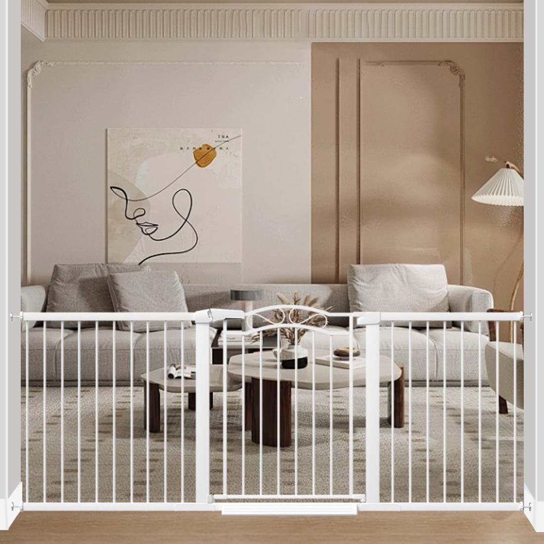 Fairy Baby 68.1"-70.8" Extra Wide Press Mounted Baby Gate Indoor for Kids Or Pets Walk Thru No Drill Long Dog Gates for The House Doorway Child Safety Gate