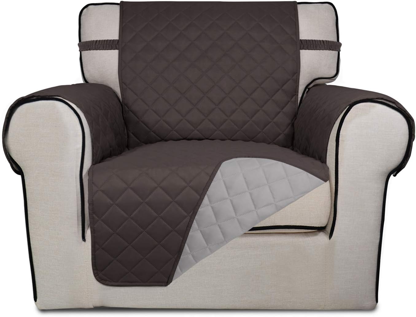 PureFit Reversible Quilted Sofa Cover, Water Resistant Slipcover Furniture Protector, Washable Couch Cover with Non Slip and Elastic Straps for Kids, Dogs, Pets (Sofa, Gray/Light Gray) - Colors A