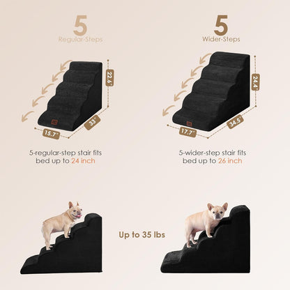EHEYCIGA Curved Dog Stairs Ramp for High Beds 19.7" H, 4-Step Dog Steps for Small Dogs and Cats, Pet Stairs for High Bed Climbing, Non-Slip Balanced Pet Step Indoor, Grey