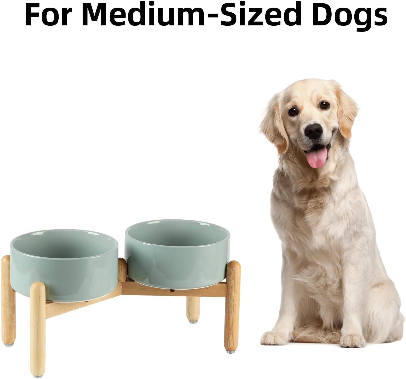 Havniva 8.3inch Ceramic Raised Dog Bowl with Stand, Elevated Dog Bowls for Large Breed Dog Food and Water Bowl Non-Slip Dog Dish Large Capacity Feeding Pet Water Bowl