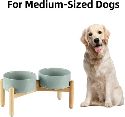 Havniva 8.3inch Ceramic Raised Dog Bowl with Stand, Elevated Dog Bowls for Large Breed Dog Food and Water Bowl Non-Slip Dog Dish Large Capacity Feeding Pet Water Bowl