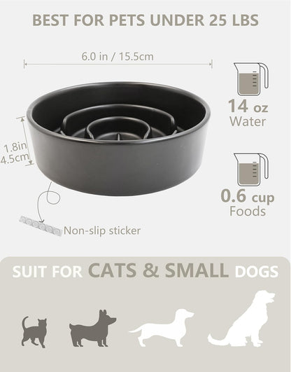 Ceramic Slow Feeder Dog Bowls, 2.0 Cups Slow Feeder for Medium Dogs, Puzzle Maze Bowl to Slow Down Eating, 30oz, 8in, White