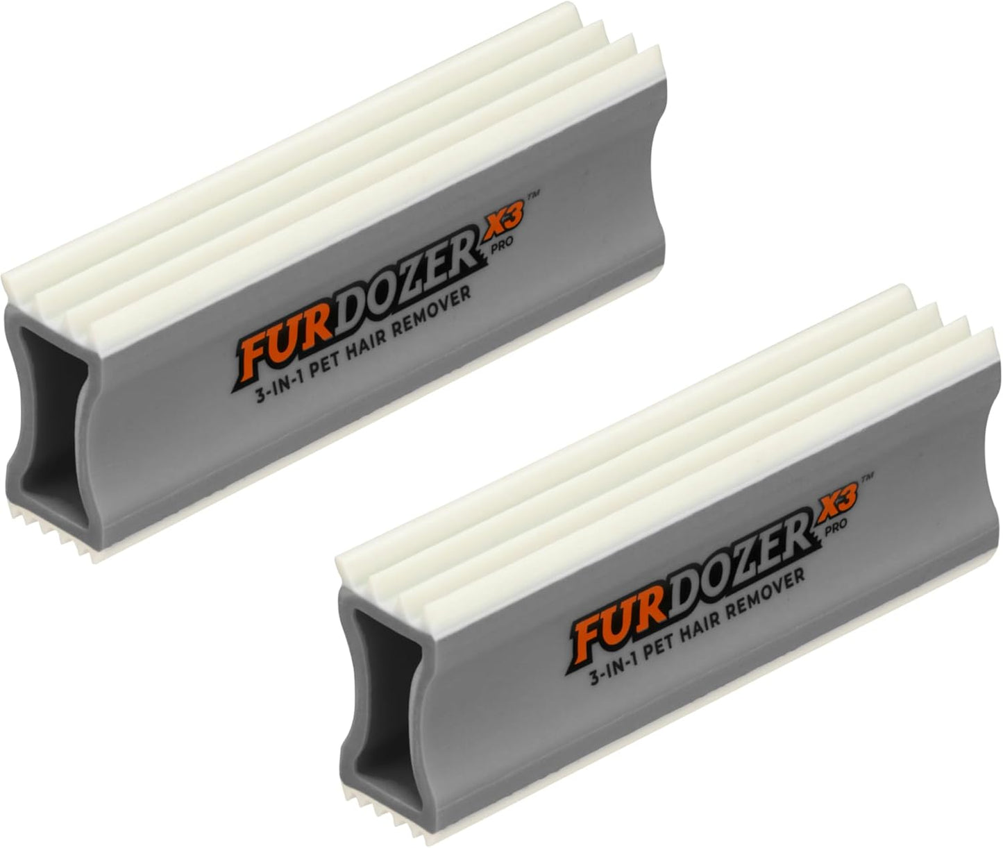 FurDozer Pet Hair Remover & Auto Detailing Tools - Cat & Dog Hair Remover for Carpets, Car Interiors, Couches, Bedding, & Pet Furniture (Gray, X3 PRO - 5" Long)