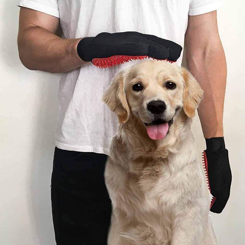 BYETOO Pet Dog Cat Grooming Glove with 261Tips,Gentle Deshedding Brush Glove,Efficient Pet Hair Remover Mitt,Massage Tool with Enhanced Five Finger Design,for Dog,Cat,Rabbit,Horse with Long/Short Fur