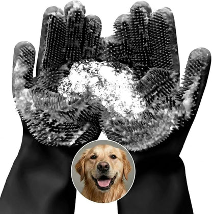 Cat and Dog Shampoo Gloves with 3000 Soft Bristles – 2-in-1 Dog Bath Gloves 11.6", Durable Silicone, Saves Shampoo | Massage, Grooming & Clean Wet or Dry – Made for Every Breed and Coat Style (Blue)