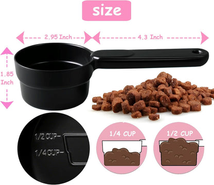 Joyinjojo Dog Food Scoop 1 Cup 1/2 Cup - Melamine Dog Food Measuring Cup, Pet Food Scoop for Dog Cat...Comfortable Long Handle for Easy to Scoop Food