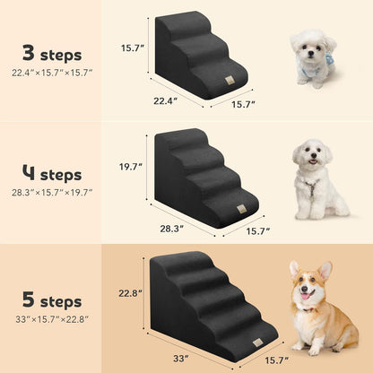 Mestuel 2-Tiers Extended Dog Stairs Steps for Couch Sofa, Dog Stairs for Small Dogs, Pet Stairs Ramp Ladder Friendly to Small Old Joint Injury Dogs Cats,Non-Slip & Washable,Blue