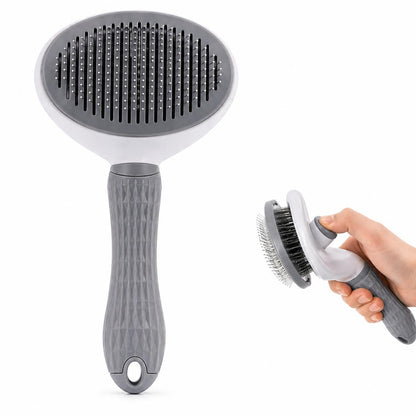 Pet Grooming Deshedding Brush, Self-Cleaning Massaging Brush for Dogs and Cats, Short and Long Hair (Blue)