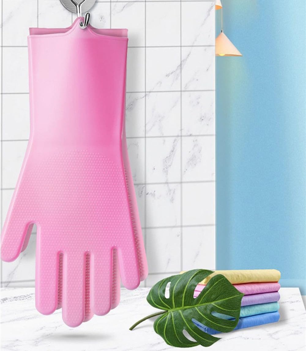 Pet Grooming Gloves Silicone Gloves with High-Density Teeth Enhanced Five Finger Design for Dogs Cats Bathing Massaging (Grey)