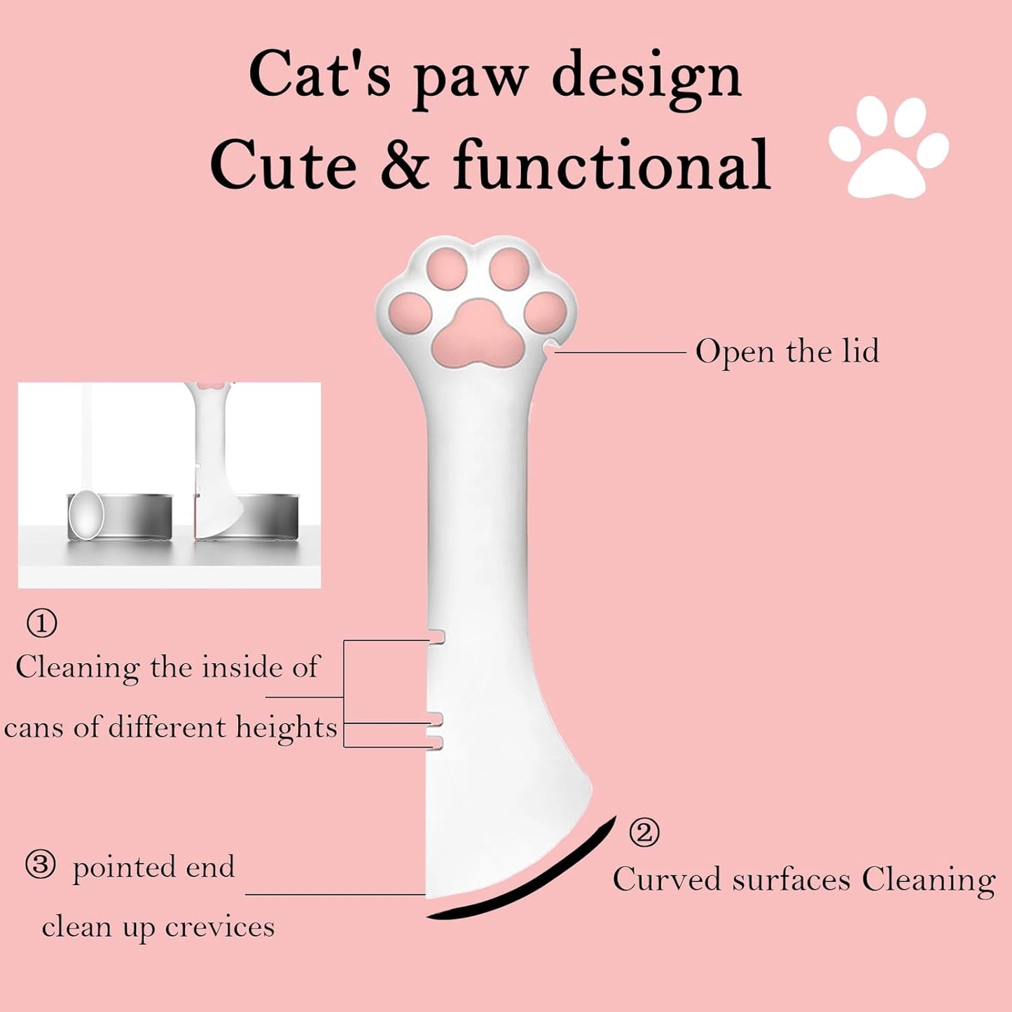 Pet Can Opener & 3 Pcs Cat Food Can Lids | Universal BPA Free Silicone Covers & Multi-Function Wet Food Spoon for Cat and Dog Food(Dark Blue)