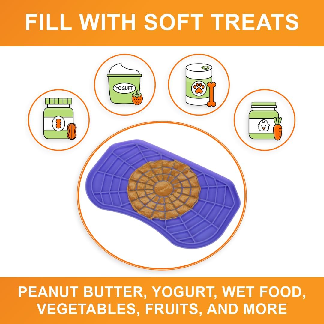 Neater Pets Neat-LIK Dog Lick Mat, Lick Mat for Dogs, Cats, Puppy, Reduces Anxiety & Boredom, Peanut Butter Slow Feeder, Interactive Treat Licking Pad, Licking Mats for Small & Large Breed (Purple)