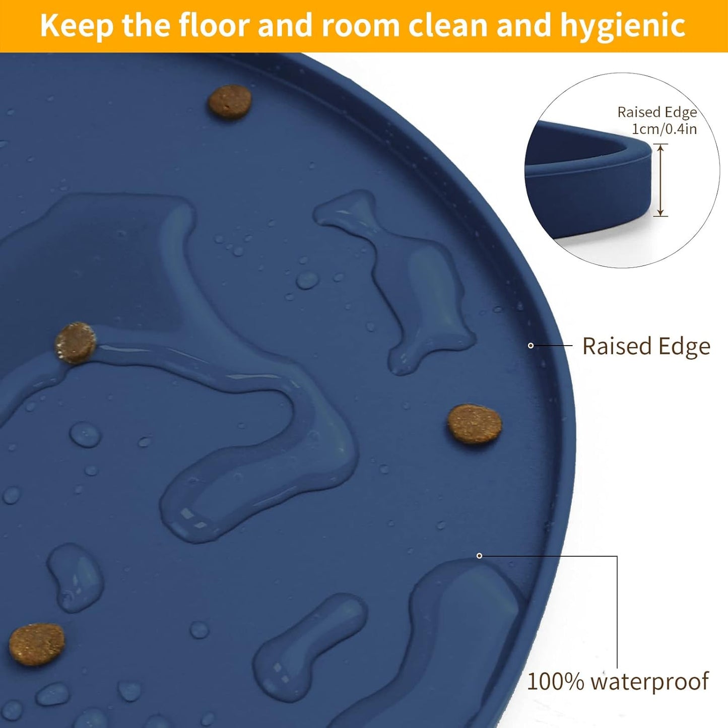 Ptlom Silicone Pet Placemat for Dogs and Cats, Non-Slip Waterproof Dog Feeding Bowl Mats for Food and Water, Small Medium Large Pet Puppy Tray Mat Prevent Residues from Spilling onto The Floor, Beige