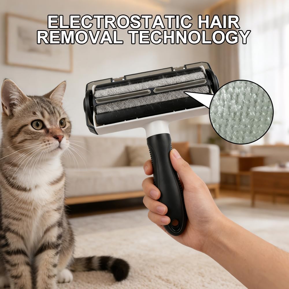 Reusable Pet Hair Remover Roller for Dogs and Cats - Removes Fur from Furniture, Carpet, Couch and Clothes -Self Cleaning - Lint Roller