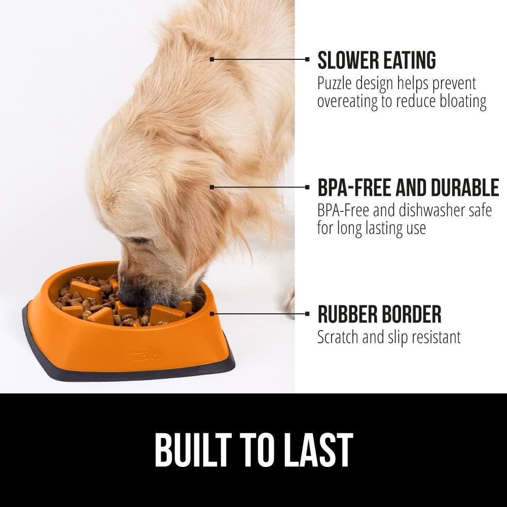 GORILLA GRIP® Patented BPA Free Slow Feeder Dog Bowls, Interactive Puzzle Toy for Dogs and Cats Food Training Enrichment, Keeps Pets Busy and Prevents Puppy Overeating, Small Breeds, 1 Cup, Gray