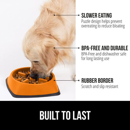 GORILLA GRIP® Patented BPA Free Slow Feeder Dog Bowls, Interactive Puzzle Toy for Dogs and Cats Food Training Enrichment, Keeps Pets Busy and Prevents Puppy Overeating, Small Breeds, 1 Cup, Gray
