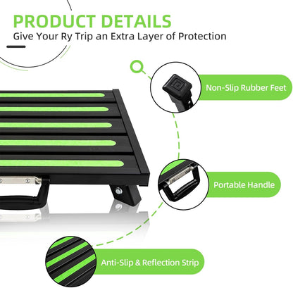 Aluminum RV Steps, 4-Level Adjustable Folding Step Stool with Non-Slip Rubber Feet, Non-Slip Fluorescent Strip Platform Rv Accessories, Supports Up to 1000 lbs - Black