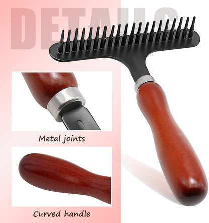 MDEOOSKY 2-in-1 Pet Grooming Tool and Carpet Rake, Handheld Rug Groomer for Matted & Dog Cat Hair Cleaner for Short Pile Rugs, Easy Clean (Black)