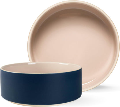 Fringe Studio Matte Speckled Green Medium Raised Stoneware Feeder W/Stainless Steel Insert (7" Diameter x 5.5" H, 26 fl.oz.), PetShop Collection (453MD001)