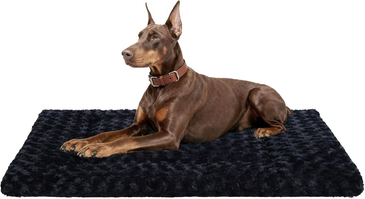Washable Dog Bed Mat Ultra Soft Dog Crate Pad Comfy Fluffy Pet Kennel Beds Sleeping Mattress for Large Jumbo Medium Small Dogs, 36 x 23 Inch, Gray