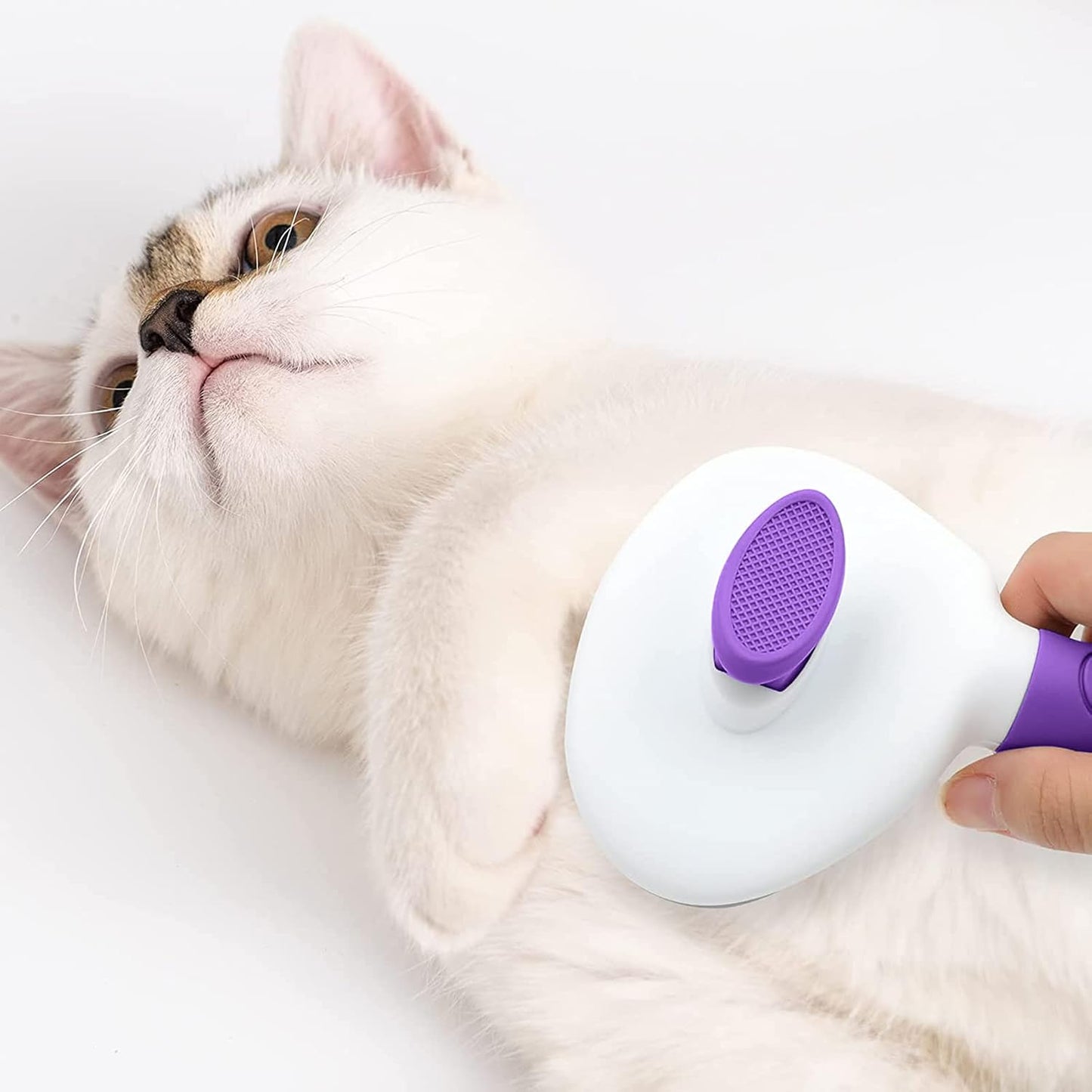 Cat Brushes for Indoor Cats, Dog Brush for Shedding with Metal Cat Comb, Self Cleaning Pet Hair Brush with Release Button for Grooming Kitten(Pink)