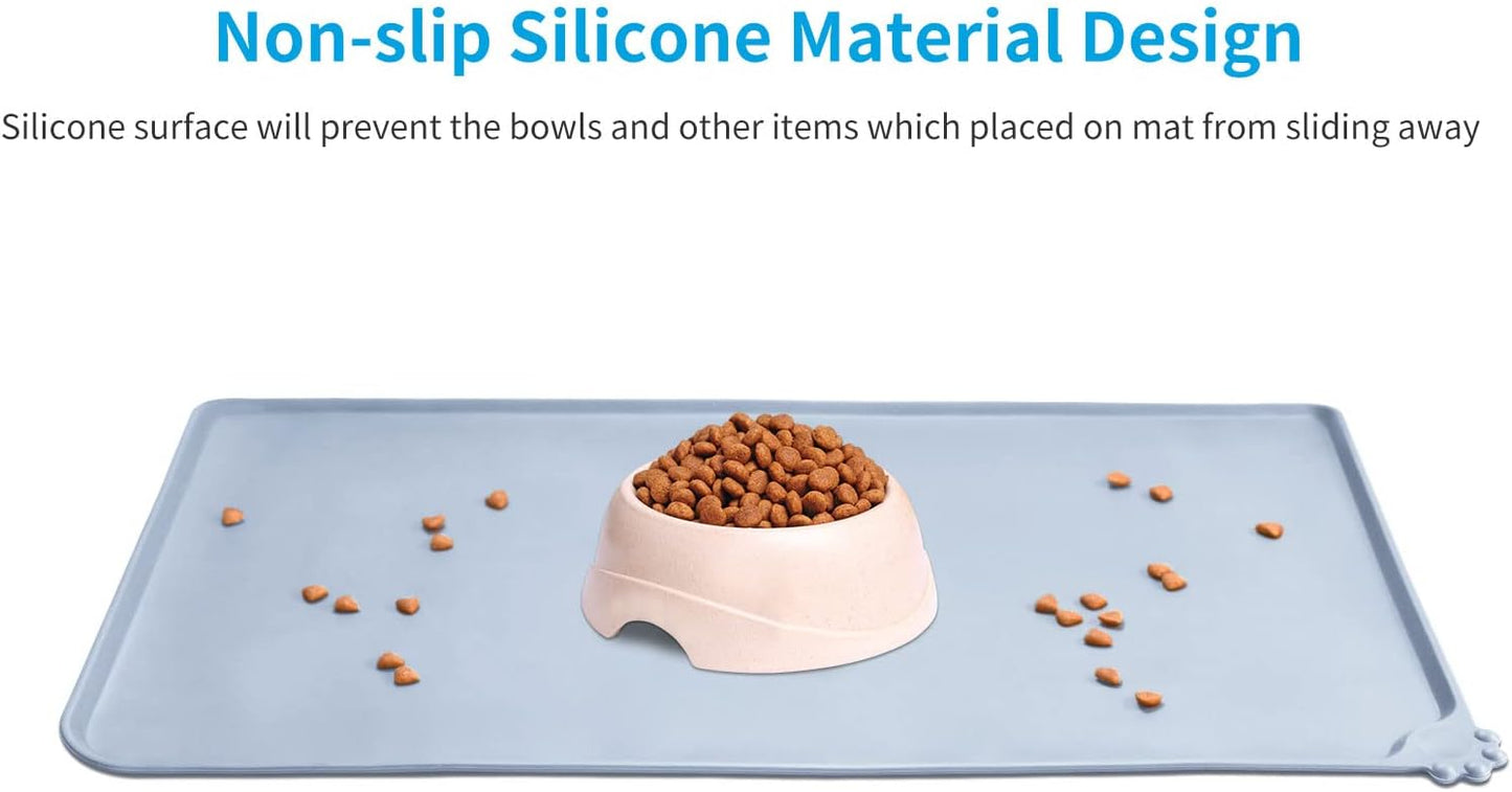 AUDWUD Silicone Waterproof Pet Feeding Mats,Anti Slip Bowl Pad,Dog Mat for Food and Water