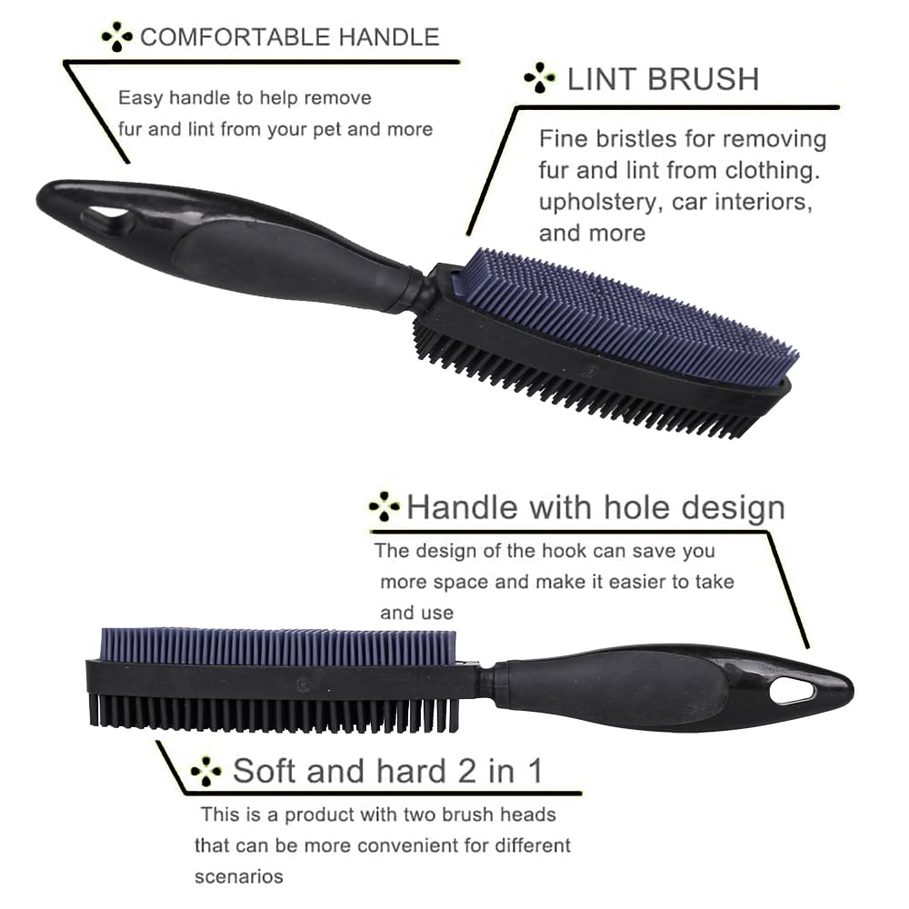 Rubber Pet Hair Removal Brush for Couch Clothes Dog Cat Pet Hair Carpet, Also Used as Dog Cat Bath Brush with Massage Effect