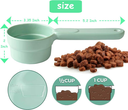 Joyinjojo Dog Food Scoop 1 Cup 1/2 Cup - Melamine Dog Food Measuring Cup, Pet Food Scoop for Dog Cat...Comfortable Long Handle for Easy to Scoop Food