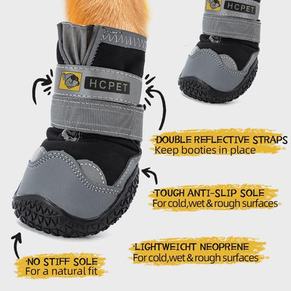 Hcpet Dog Shoes for Dogs, Dog Booties for Dogs, Anti-Slip Dog Boots & Paw Protectors for Hot Pavement Winter Snow Hiking with Reflective Straps Khaki Size 6, 4PCS
