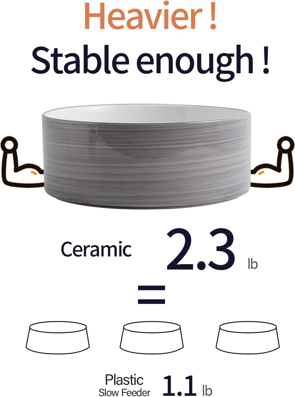 Black Elevated/Raised Dog Bowl Ceramic with Wood Stand for Medium Large Breed,Dog Food Water Dish Heavy Weighted,8 in Non Slip Modern Cute Porcelain Pet Bowl Extra Large