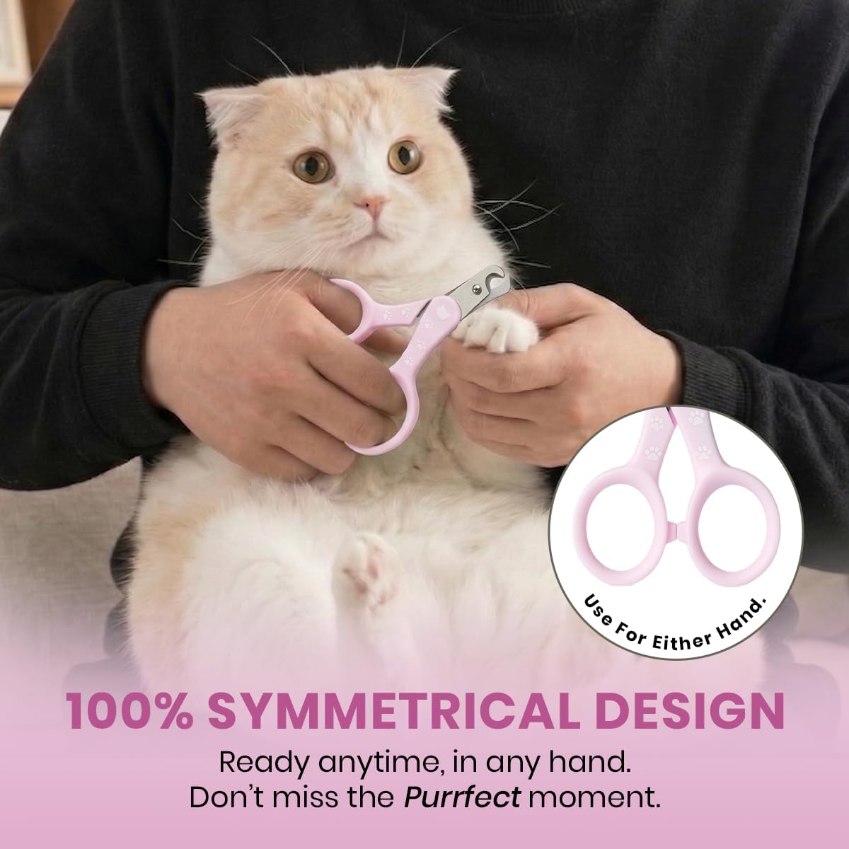 Necoichi Purrcision Feline Nail Clipper | Lever Principle Cat Nail Clipper | Butter-Smooth Cuts | Made in Japan, Seki Swordsmith Craftsman | Stainless Steel Cat Claw Trimmer for Indoor Cats (White)