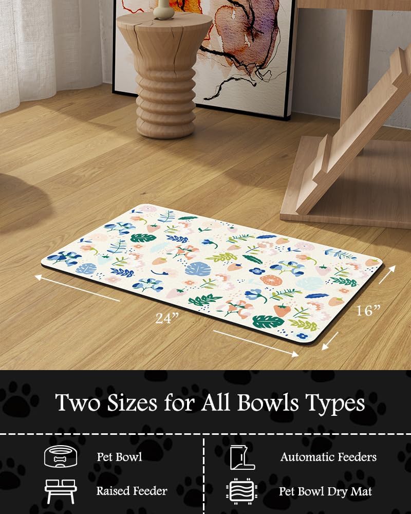 PADOOR Pet Feeding Mat-Absorbent Dog Mat for Food and Water Bowl-No Stains Easy Clean Dog Food Mat-Quick Dry Water Dispenser-Puppy Supplies Accessories