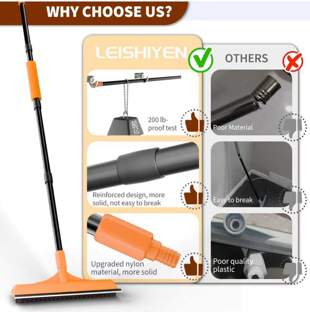 Carpet Rake for Pet Hair Removal - Reusable Dog & Cat Hair Remover with 58" Reinforced Steel Handle, 3-in-1 Professional Modular Rug Rake & Scraper Tool for Shag Rugs, Couch, Stairs (Gray)