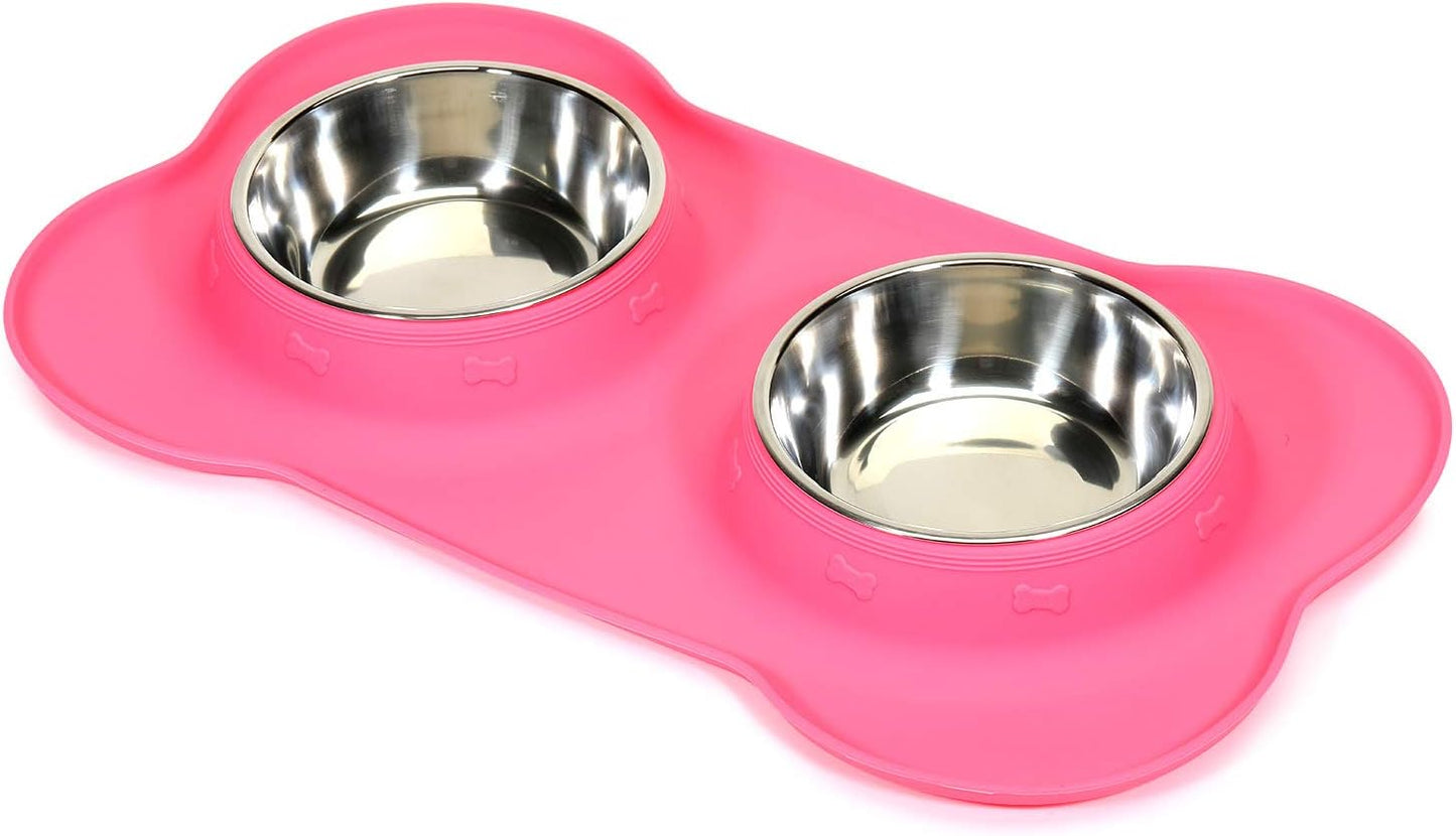 AsFrost Dog Food Bowls Stainless Steel & Water Dish with No-Spill and Non-Skid, Feeder Bowls with Dog Food Dish for Small Medium Large Size,Dogs,Cats,Puppy Pets, Black, 12oz