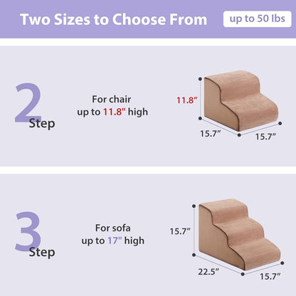 LEXTRO Dog Stairs for Small Dogs, 2-Steps Dog Ramp for Couch, Pet Stairs with Highly Supportive Foam and Non-Slip Bottom, Pet Steps for Cat & Doggie (High 11.8 Inch)