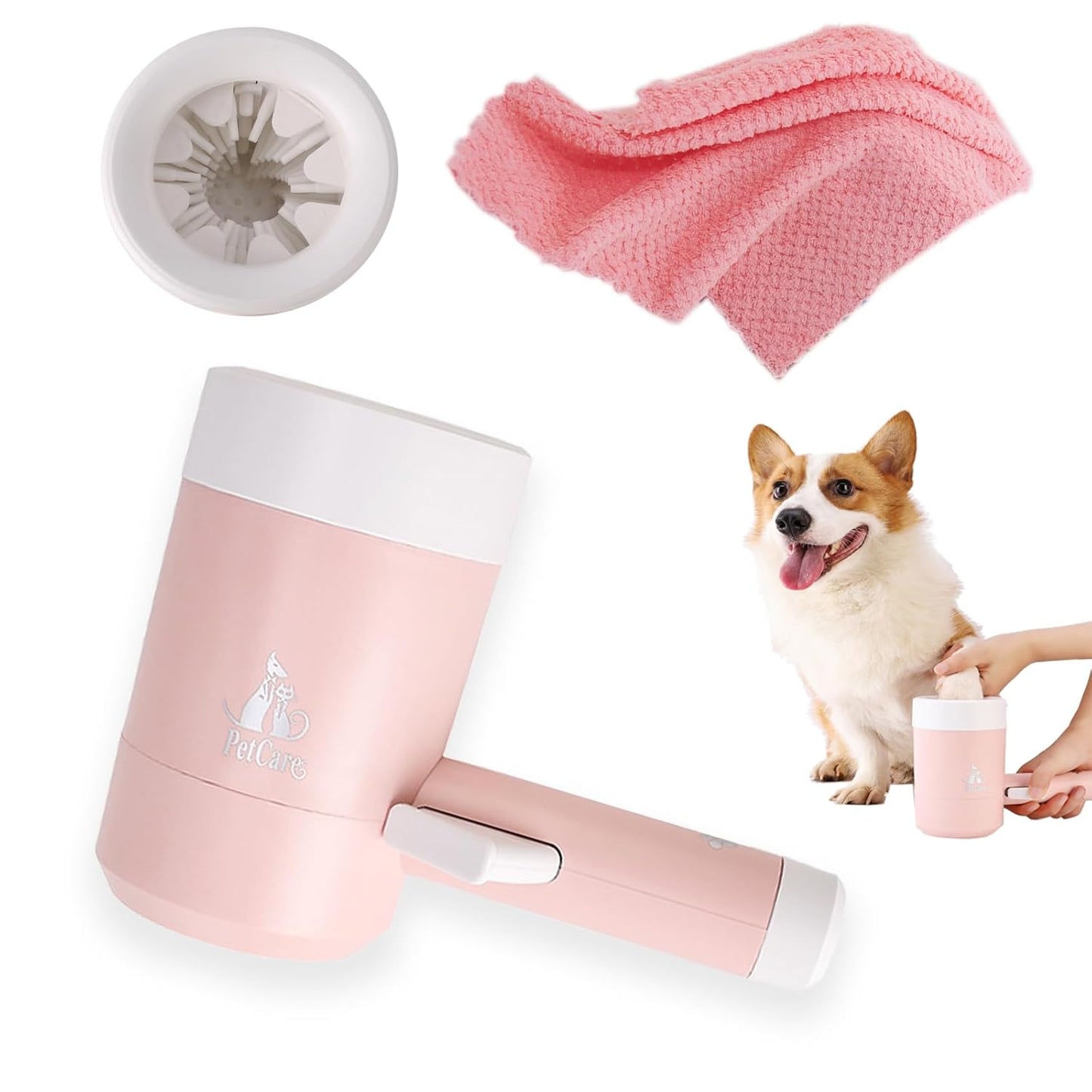 Dog paw washer Manually press，Portable Pet Paw Cleaner cup,paw cleaner for dogs,dog foot washer，Mudbuster Dog Paw Washer for Large Medium Small Breed Dogs (RED)