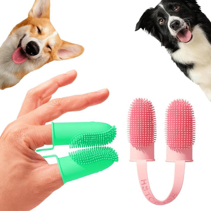 Pet Finger Toothbrush for Adult & Large Dogs, 2 Pack with 800 Soft Bristles, 135 Double Finger Design for Large Pets, BPA Free TPR Silicone Dental Care