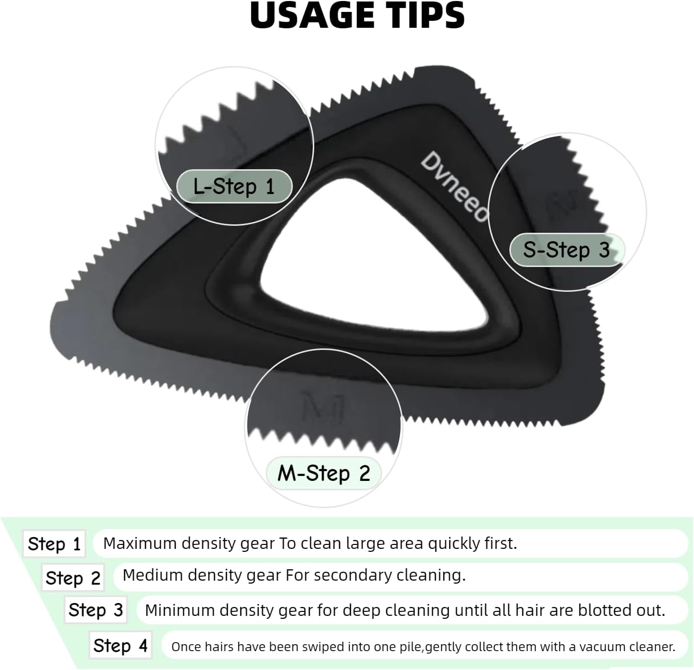 Pet Hair Removal Tool, Carpet Dog Hair Remover for Car Interior- Rapid Removal, Durable & Ergonomic, for Car Mats, Couch, Furniture, Carpets (Black)