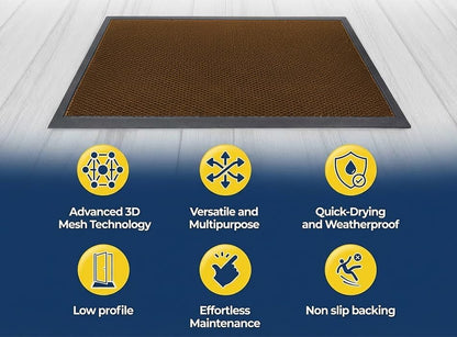 Muddy Mat® Meshy Mat™ Door Mat Heavy-Duty Quick-Dry Floor Mat, Sand & Dirt Trapper for Indoor & Outdoor, Ideal for Entrance, Mudrooms,Patios & Garages,Low-Profile,Non-Slip,Washable– Black 17"x30"x0.4"