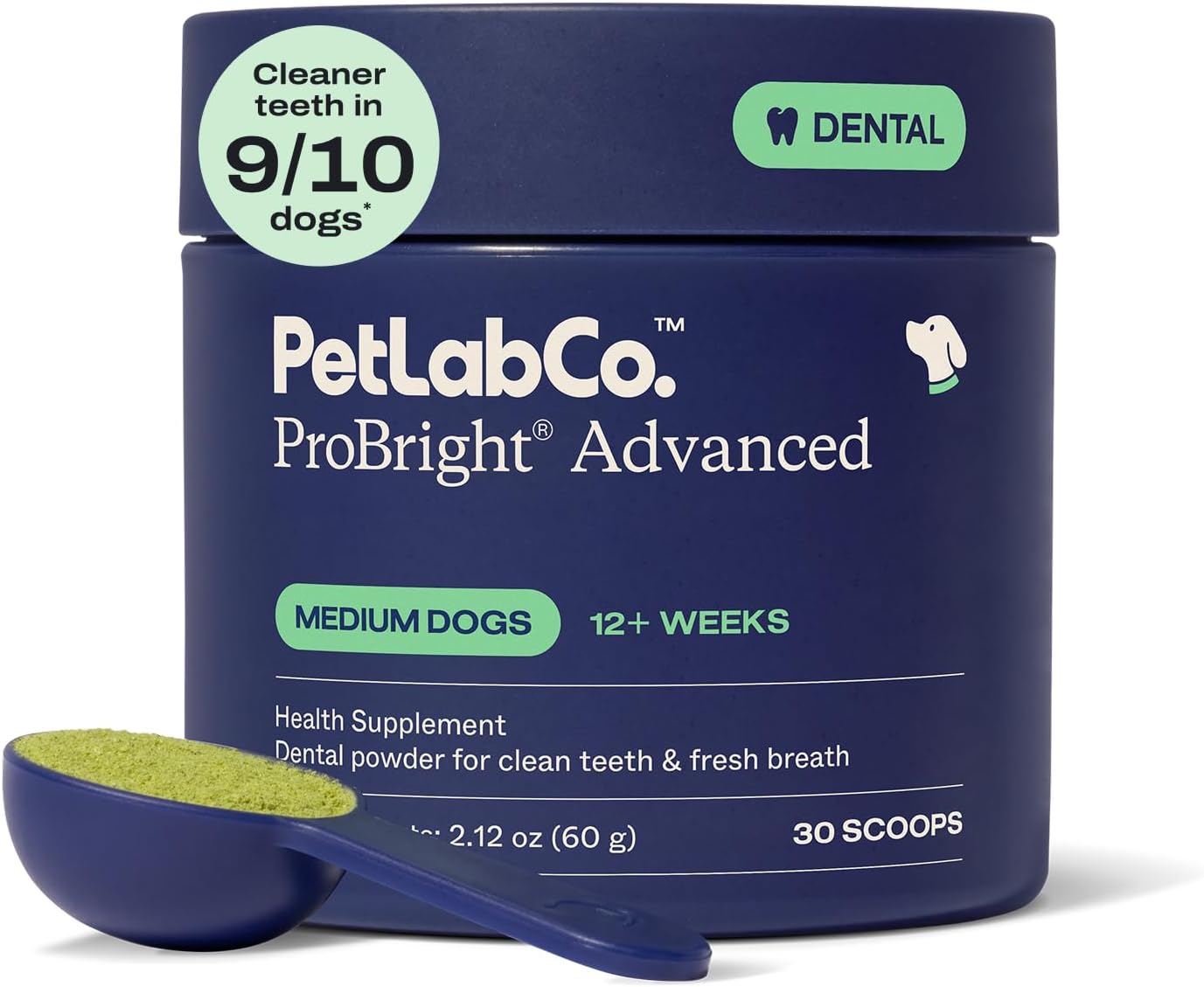PetLab Co. ProBright Advanced Dental Powder - Dog Breath Freshener - Teeth Cleaning Made Easy – Targets Tartar & Bad Breath - Packaging May Vary - Formulated for Small Dogs